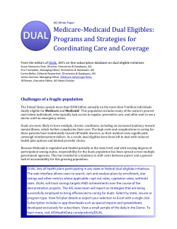 Medicare-Medicaid Dual Eligibles: Programs and