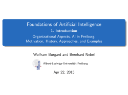 Foundations of Artificial Intelligence - Albert-Ludwigs