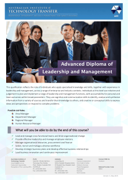 BSB61015 â Advanced Diploma of Leadership and Management