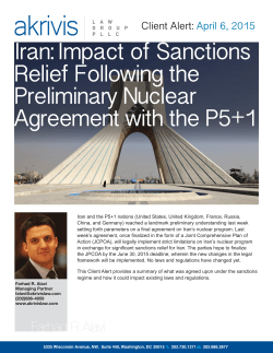 Iran: Impact of Sanctions Relief Following the Preliminary Nuclear
