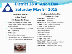 District 28 Al-Anon Day Saturday May 9th 2015 Dominion