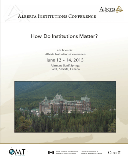 How Do Institutions Matter? - Alberta Institutions Conference