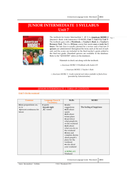 Syllabus JI1- Unit 7 - American Language Center of Marrakesh