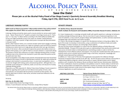 Save the Date! - Alcohol Policy Panel Of San Diego