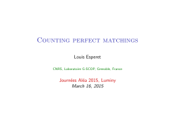Counting perfect matchings - AlÃ©a 2015
