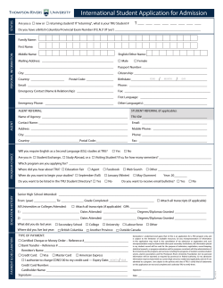 TRU Application Form for Post-Baccalaureate Diploma Pathway