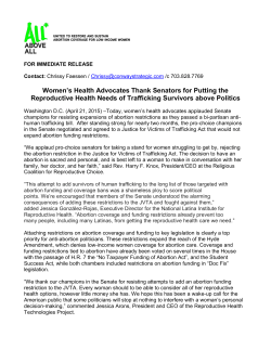Women`s Health Advocates Thank Senators for
