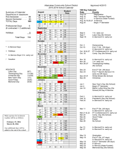 Summary of Calendar: - Allamakee Community School District