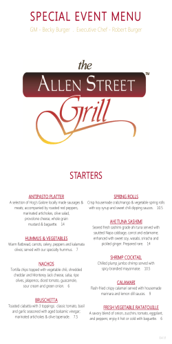 SPECIAL EVENT MENU - Allen Street Grill