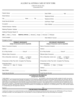 Patient History Form - Allergy & Asthma Care of New York
