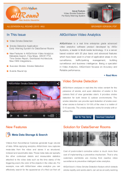 In This Issue AllGoVision Video Analytics Video Smoke Detection