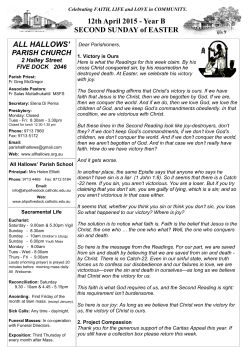 Bulletin 12 April 2015 - All Hallows, Five Dock