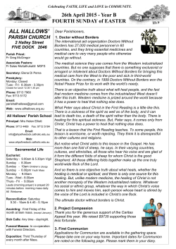ALL HALLOWS` 26th April 2015 - Year B FOURTH SUNDAY of