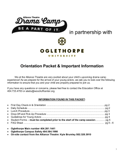Information packet for the camp at Oglethorpe