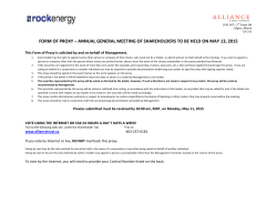 Rock Energy Inc. â Instrument of Proxy