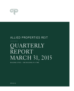 QUARTERLY REPORT MARCH 31, 2015
