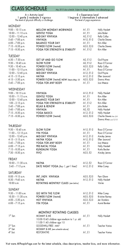 CLASS SCHEDULE - All People Yoga Center