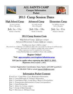 Info Packet - All Saints Camp
