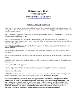 All Westchester Realty Rental Application Packet