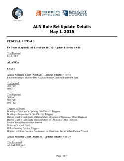 ALN Rule Set Update Details May 1, 2015
