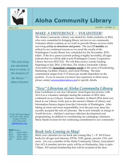 volunteer! - Aloha Community Library