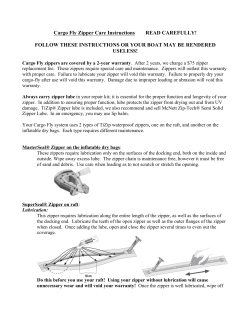 Cargo Fly Zipper Care Instructions