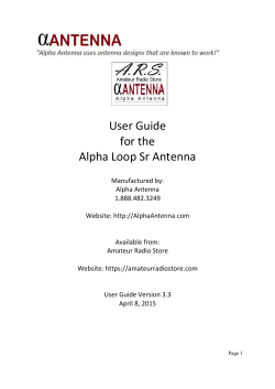 User Guide for the Alpha Loop Sr Antenna