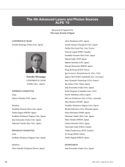 The 4th Advanced Lasers and Photon Sources ALPS `15 The 4th