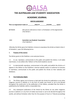 Writer`s Agreement - Australian Law Students` Association
