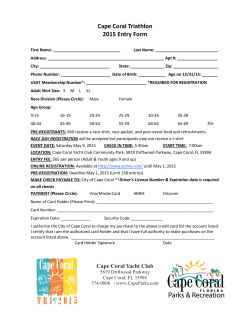 Cape Coral Triathlon 2015 Entry Form