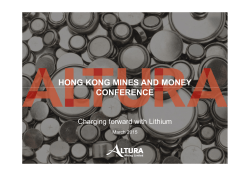 Presentation to Hong Kong Mines and Money 2015