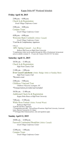 Kappa Delta 60th Weekend Schedule Friday April 10, 2015 Check