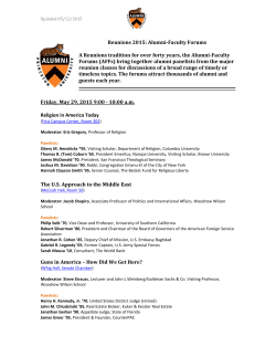 Reunions 2015: Alumni-Faculty Forums A Reunions tradition for