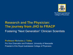Research and The Physician: The journey from JHO to FRACP