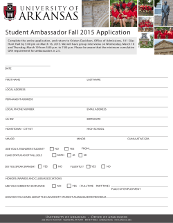 Student Ambassador Fall 2015 Application