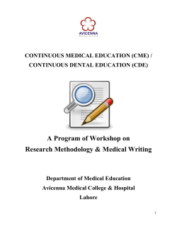 A Program of Workshop on Research Methodology & Medical Writing