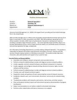 JOB ANNOUNCEMENT - American Forest Management, Inc.