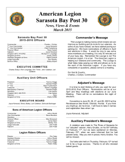 Newsletter - American Legion, American Legion Post 30 Sarasota