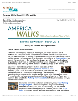America Walks Mail - America Walks March 2015 Newsletter