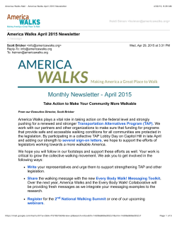 America Walks Mail - America Walks April 2015 Newsletter