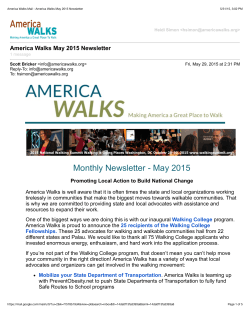 America Walks Mail - America Walks May 2015 Newsletter
