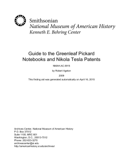 Guide to the Greenleaf Pickard Notebooks and Nikola Tesla Patents