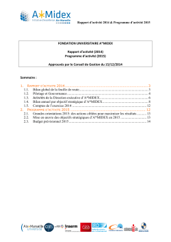 Rapport 2014 et programme d`activitÃ© 2015 de la Fondation