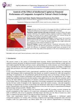 Analysis of the Effect of Intellectual Capital on Financial