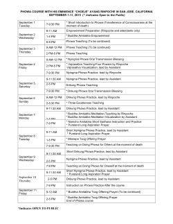 San Jose September 2015 Phowa schedule