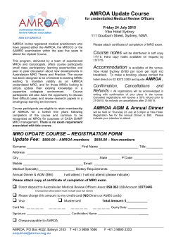MRO 2015 Update Course - Registration Form