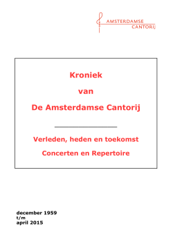 Kroniek Amsterdamse Cantorij 8 april 2015