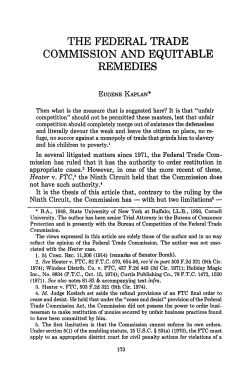THE FEDERAL TRADE COMMISSION AND EQUITABLE REMEDIES