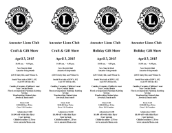 Ancaster Lions Club Craft & Gift Show April 3, 2015 Ancaster Lions