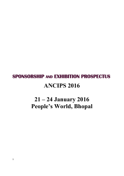 ANCIPS 2016 21 â 24 January 2016 People`s World, Bhopal